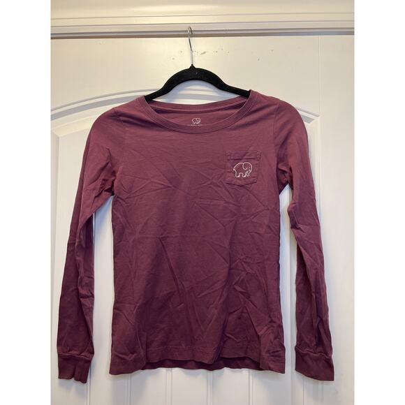 Ivory Ella Women’s Long Sleeve Organic‎ Elephant Logo Pocket Tee Size XS Purple - Picture 2 of 6